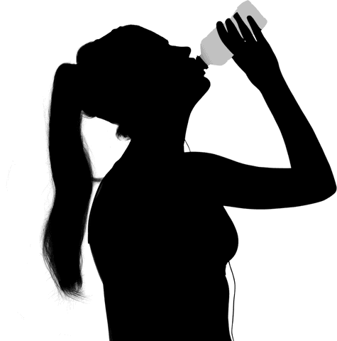 Illustration shows outline of a fit woman holding a water bottle, ideal for use in workout and fitness branding, web design, sports education materials, or as part of a health-focused graphic design project.