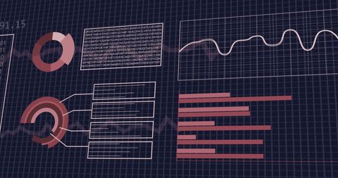 Digital Interface with Data Charts on Grid Background - Download Free Stock Images Pikwizard.com