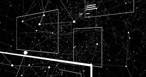 Abstract Futuristic Network of Nodes and Lines in Digital Space