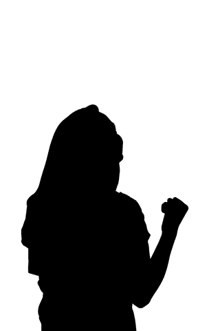 Silhouette woman celebrating with joy transparent background