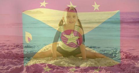 Young Girl Practicing Gymnastics on Beach at Sunset