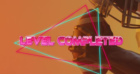 Level Completed Text Overlay on Neon Art and Football Player