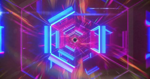 Colorful Futuristic Neon Tunnel with Light Trails