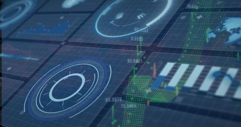 Futuristic Data Analytics Interface with Global Financial Charts - Download Free Stock Images Pikwizard.com