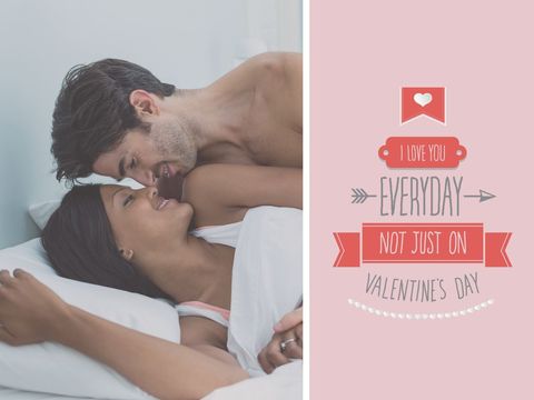 Affectionate couple celebrating everyday love with romantic message