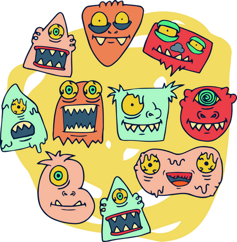 Colorful Monster Faces on Transparent Background for Pattern Design - Download Free Stock Videos Pikwizard.com