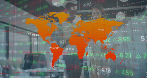 Global Stock Market Analysis and Collaborative Teamwork Concept