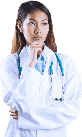 Transparent Thoughtful Asian Medical Professional