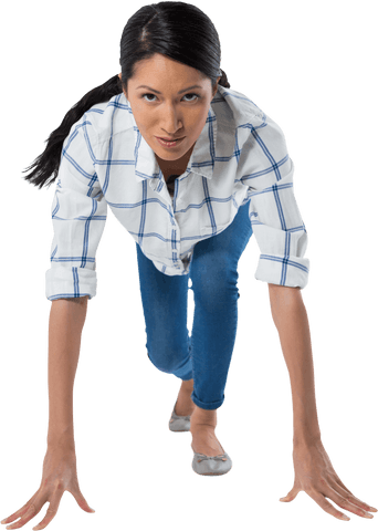 transparent woman in running stance wearing plaid shirt - Download Free Stock Videos Pikwizard.com