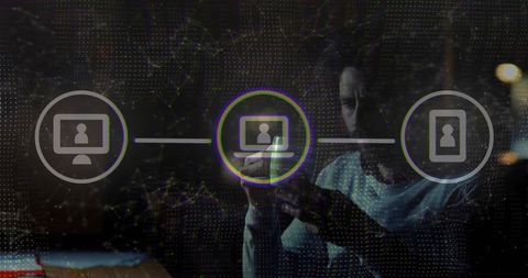 Man Engaging with Digital Technology and Network Setting