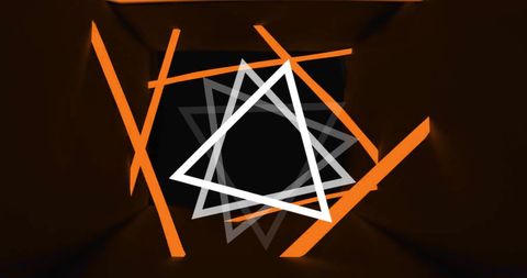 Abstract neon geometric shapes with glowing qr code