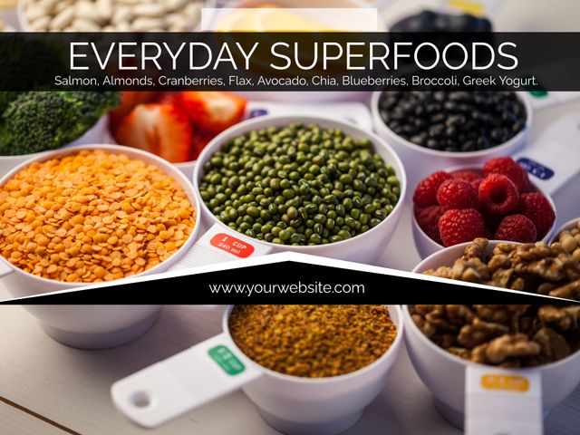 Vibrant Display of Everyday Superfoods for Health and Wellness - Download Free Stock Templates Pikwizard.com