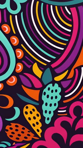 Looping Abstract Neon Shapes Moving on Vertical Canvas for Social Stories and Mobile Ads