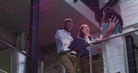 Diverse Colleagues Collaborating in Stylish Modern Office Setting
