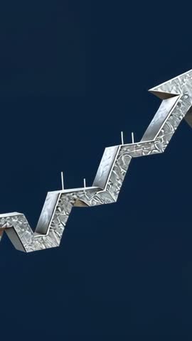 Vertical Zigzag Arrow Animation Showing Metallic Progression for Digital Navigation