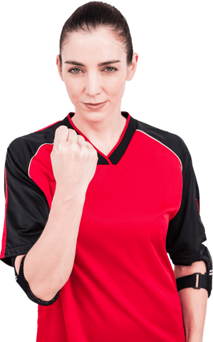 confident female athlete posing with elbow pad isolated - Download Free Stock Videos Pikwizard.com