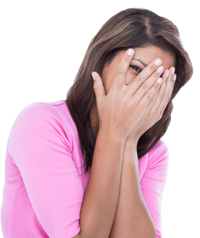 Transparent Portrait of Smiling Woman Covering Face Playfully