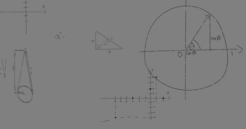 Mathematical graphs on grey background for education concept