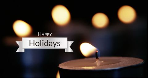 Holiday Greeting Card with Glowing Christmas Candle