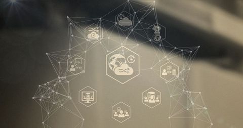 Digital Network with Business and Technology Icons - Download Free Stock Images Pikwizard.com