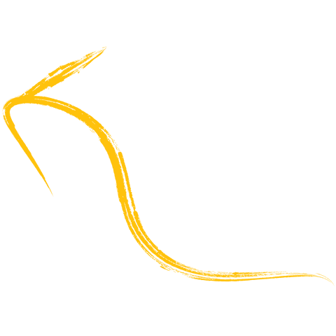 Curved yellow arrow on transparent background for versatile design uses