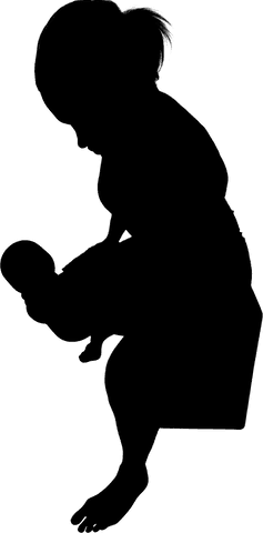 Black silhouette of woman on transparent background for family concepts