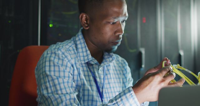 IT Technician Working on Server Cables in Data Center - Download Free Stock Images Pikwizard.com