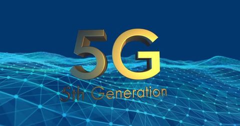 5g technology text with digital network background