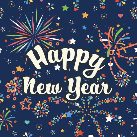 Happy New Year with Vibrant Fireworks and Festive Elements - Download Free Stock Templates Pikwizard.com