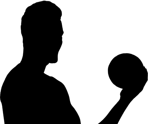 Silhouette of Man Holding Ball on Transparent Background, Sport Concept