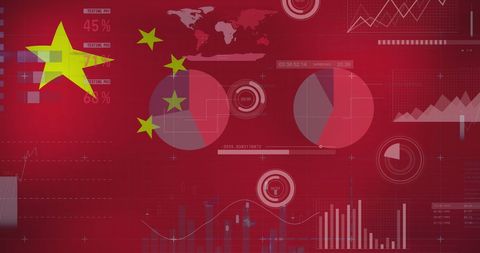 China Flag with Financial Data and Graphs Overlay - Download Free Stock Images Pikwizard.com