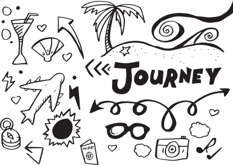 travel adventure doodles on transparent background - Download Free Stock Videos Pikwizard.com