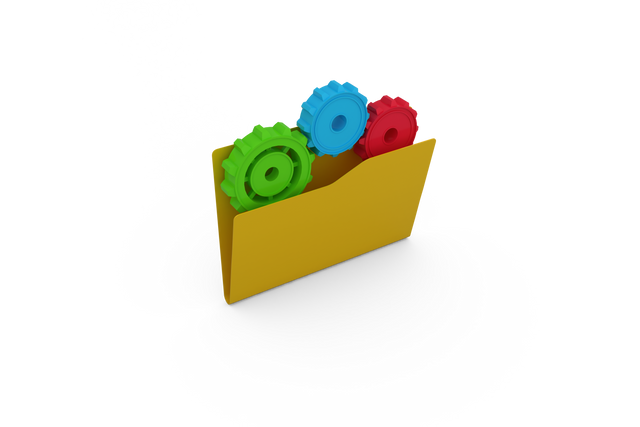 Transparent Yellow Folder with Colorful Gears Symbolizing System Management - Download Free Stock Videos Pikwizard.com