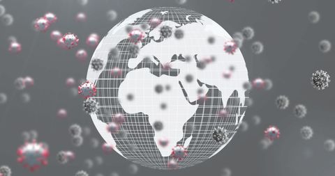 Virus Cells Surrounding Global Map for Pandemic Concept - Download Free Stock Images Pikwizard.com
