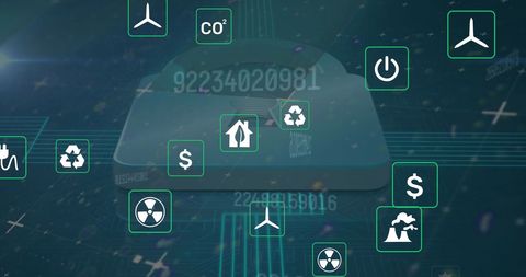 Digital interface with security and eco icons