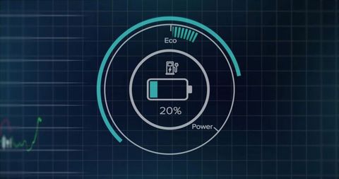 Circular battery icon on digital dashboard display