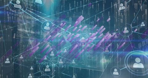 Futuristic Network Connection Technology with Central Icon Nodes