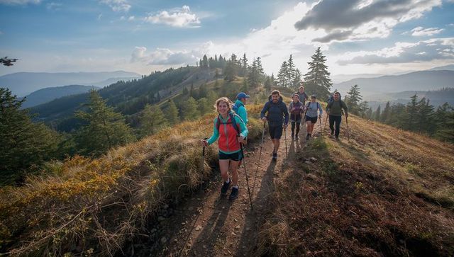Group of Friends Enjoying Mountain Hiking Adventure