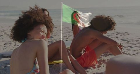 Beach Goers with Seating Area Near Gentle Coastal Outdoor Vibes