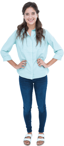 Happy Smiling Woman in Casual Clothing on Transparent Background