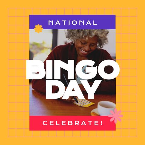 National Bingo Day Celebration with Happy Senior Woman