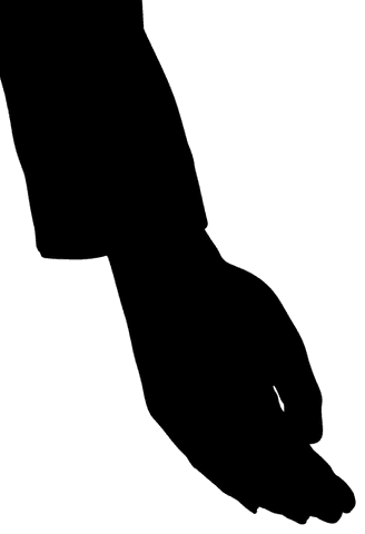 Transparent silhouette of open hand holding object