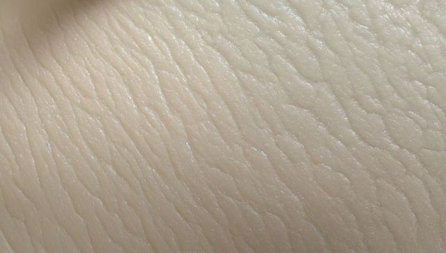 Macro close-up displaying human skin texture with fine creases, pores and ridges