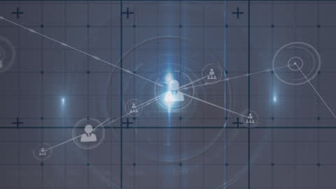 Digital Network Connections with Floating People Icons