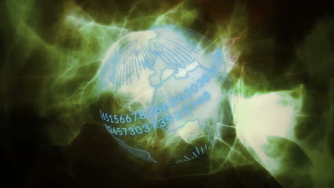 Futuristic Globe with Digital Interface and Shapes