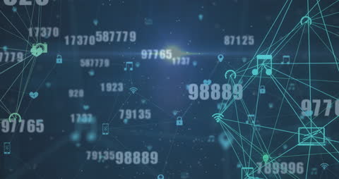 Digital Network with Numbers and Media Icons