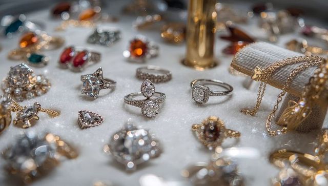 Luxurious diamond rings and gem-focused jewelry display