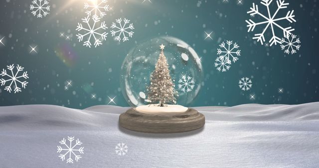 Snow Globe with Christmas Tree in Winter Wonderland - Download Free Stock Images Pikwizard.com