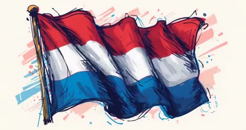 Artistic Interpretation of Netherlands Flag with Abstract Background