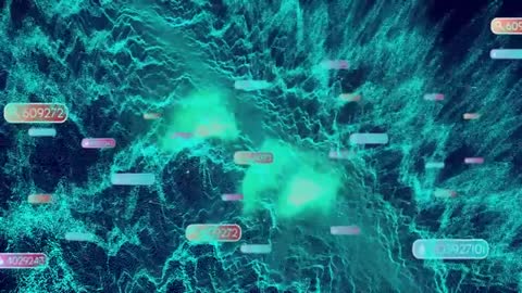 Futuristic Digital Landscape with Data Visualization Overlay